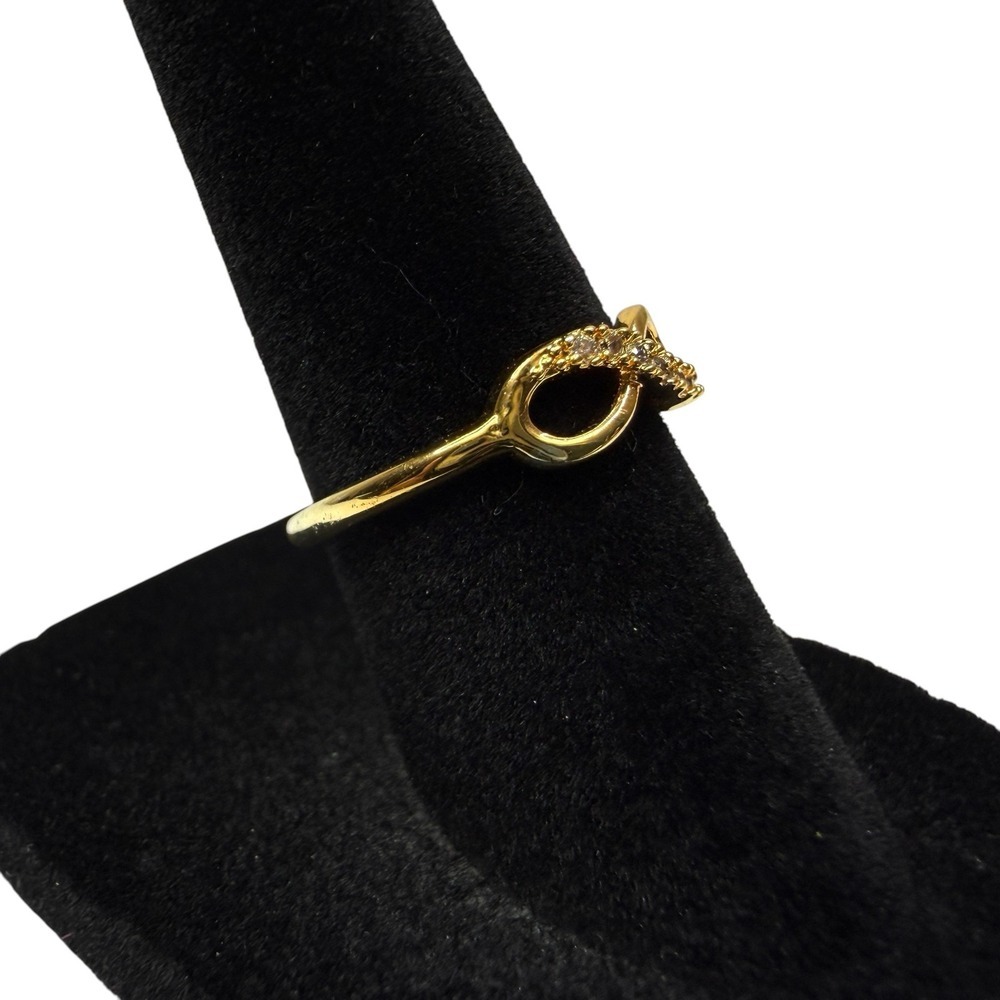 Elegant Infinity Symbol Ring Gold Tone Pave Clear Stones Fashion Jewelry Size 6 - Picture 4 of 6